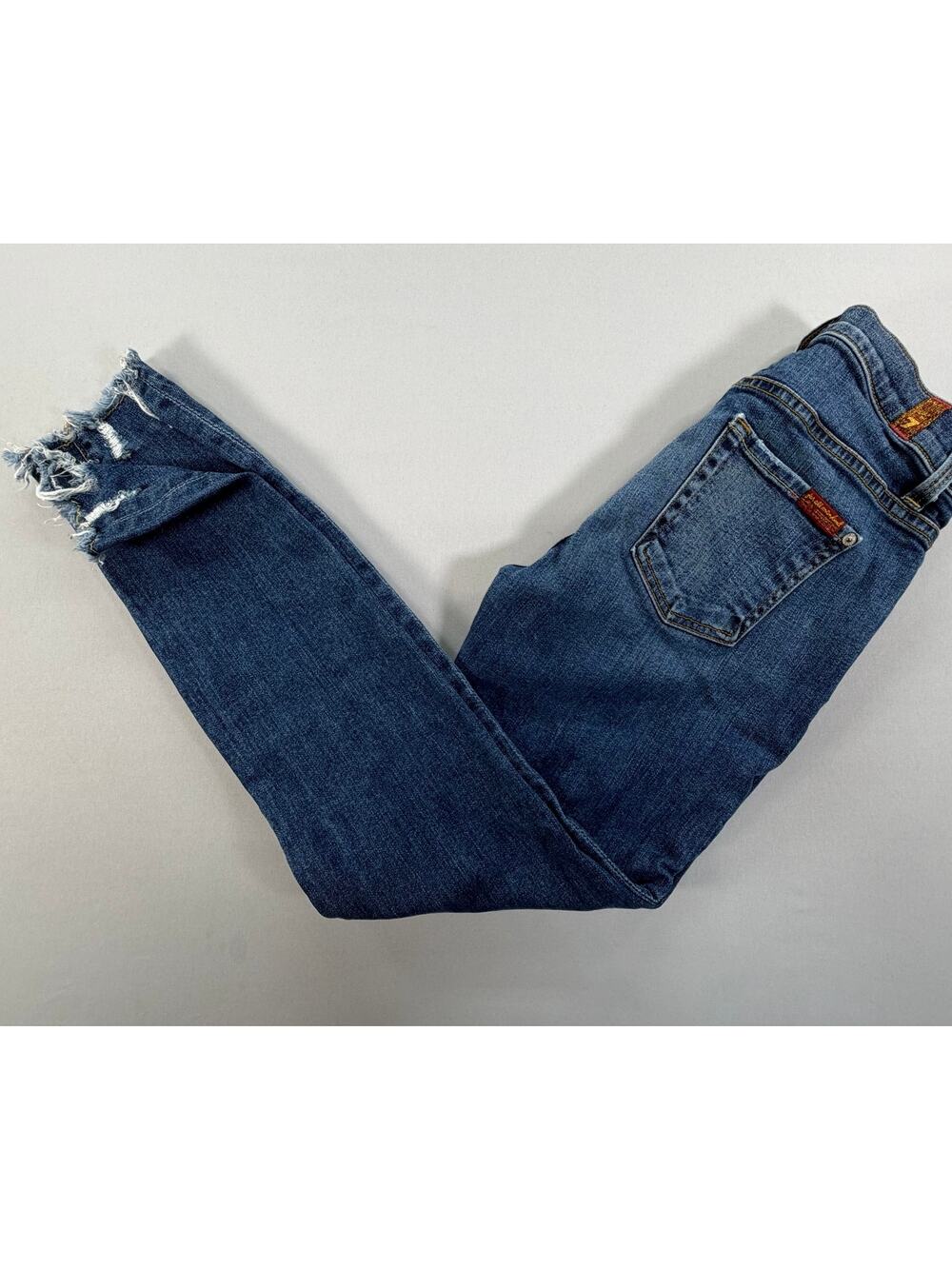 7 For All Mankind High Waist Ankle Skinny Jeans Womens 26 Distressed Hem